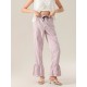 1pc Women'S Tartan Flared Pants - Casual Polyester Wide Leg with Tiered Ruffle, Lace-Up Bow Elastic Waistband, Full-Length Pull-On Trousers for All Seasons 1pc Women'S Tartan Flared Pants - Casual Polyester Wide Leg with Tiered Ruffle, Lace-Up Bow Elastic Waistband, Full-Length Pull-On Trousers for All Seasons