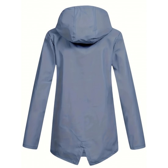 Plus Size Plush Lined Hooded Coat, Casual Long Sleeve Zipper Warm Coat For Winter, Women's Plus Size Clothing Plus Size Plush Lined Hooded Coat, Casual Long Sleeve Zipper Warm Coat For Winter, Women's Plus Size Clothing
