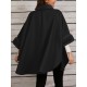 Chic Women's Cloak with Faux Fur Trim - 3/4 Sleeve, Button Closure, V-Neck Outerwear for Casual Wear Chic Women's Cloak with Faux Fur Trim - 3/4 Sleeve, Button Closure, V-Neck Outerwear for Casual Wear