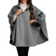 Chic Women's Cloak with Faux Fur Trim - 3/4 Sleeve, Button Closure, V-Neck Outerwear for Casual Wear Chic Women's Cloak with Faux Fur Trim - 3/4 Sleeve, Button Closure, V-Neck Outerwear for Casual Wear