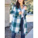 Chic Women's Plaid Long Coat - Double-Breasted, Lapel Collar with Full-Length Sleeves | Warm & Cozy for Fall/Winter | Machine Washable Chic Women's Plaid Long Coat - Double-Breasted, Lapel Collar with Full-Length Sleeves | Warm & Cozy for Fall/Winter | Machine Washable