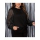 1pc Women'S Plus Size Casual Round Neck Long Sleeve Blouse with Cross Wrap Design, Polyester Fabric, Spring/Autumn Season, Basic Solid Color Top with Bubble Detail 1pc Women'S Plus Size Casual Round Neck Long Sleeve Blouse with Cross Wrap Design, Polyester Fabric, Spring/Autumn Season, Basic Solid Color Top with Bubble Detail
