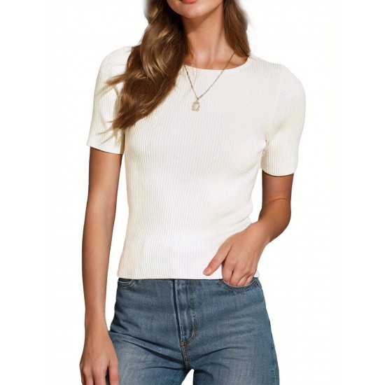 Curve Embracing, Tooluck Plus Size Women's Casual Knit T-Shirt - Crew Neck, Short Sleeve, Stretchy & Machine Washable Curve Embracing, Tooluck Plus Size Women's Casual Knit T-Shirt - Crew Neck, Short Sleeve, Stretchy & Machine Washable
