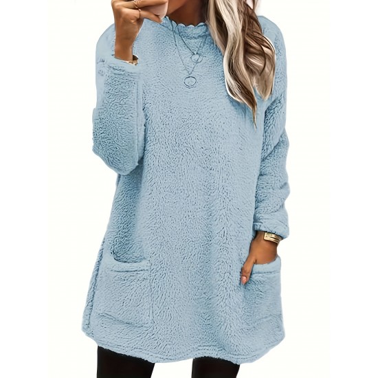Cozy Plus-Size Fleece Pullover - Warm Long Sleeve Top with Pockets, Ideal for Casual Wear Cozy Plus-Size Fleece Pullover - Warm Long Sleeve Top with Pockets, Ideal for Casual Wear