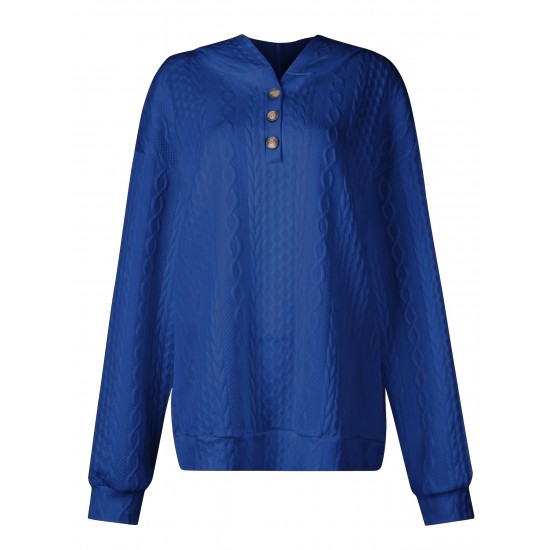 Plus Size Cozy Sweatshirt - Ultra-Comfortable Long Sleeve Henley Hooded Design with Premium Solid Jacquard Fabric - Designed for Womens Plus Sizes Plus Size Cozy Sweatshirt - Ultra-Comfortable Long Sleeve Henley Hooded Design with Premium Solid Jacquard Fabric - Designed for Womens Plus Sizes