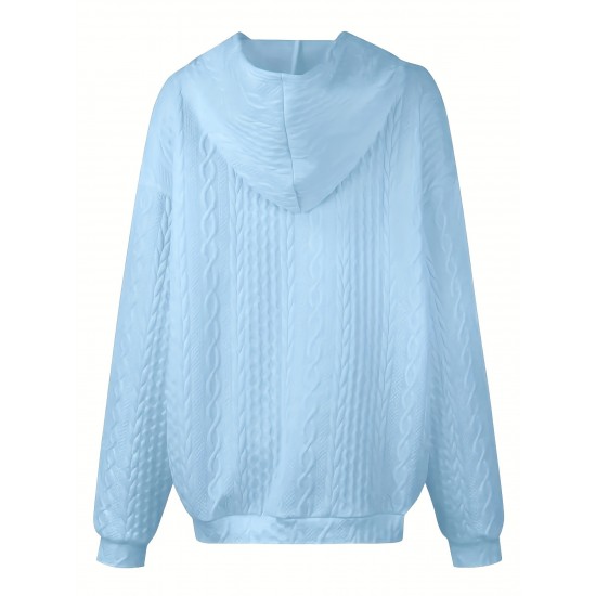 Plus Size Cozy Sweatshirt - Ultra-Comfortable Long Sleeve Henley Hooded Design with Premium Solid Jacquard Fabric - Designed for Womens Plus Sizes Plus Size Cozy Sweatshirt - Ultra-Comfortable Long Sleeve Henley Hooded Design with Premium Solid Jacquard Fabric - Designed for Womens Plus Sizes