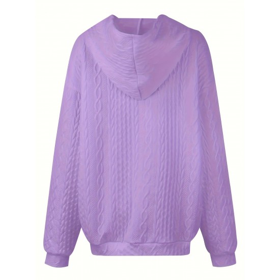 Plus Size Cozy Sweatshirt - Ultra-Comfortable Long Sleeve Henley Hooded Design with Premium Solid Jacquard Fabric - Designed for Womens Plus Sizes Plus Size Cozy Sweatshirt - Ultra-Comfortable Long Sleeve Henley Hooded Design with Premium Solid Jacquard Fabric - Designed for Womens Plus Sizes