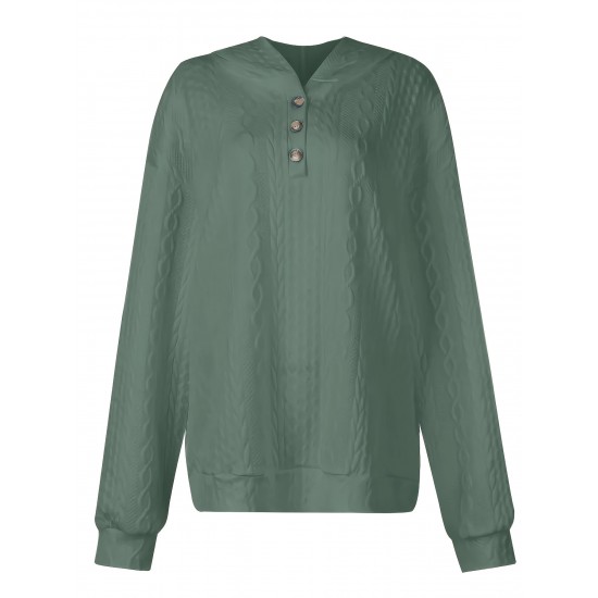 Plus Size Cozy Sweatshirt - Ultra-Comfortable Long Sleeve Henley Hooded Design with Premium Solid Jacquard Fabric - Designed for Womens Plus Sizes Plus Size Cozy Sweatshirt - Ultra-Comfortable Long Sleeve Henley Hooded Design with Premium Solid Jacquard Fabric - Designed for Womens Plus Sizes