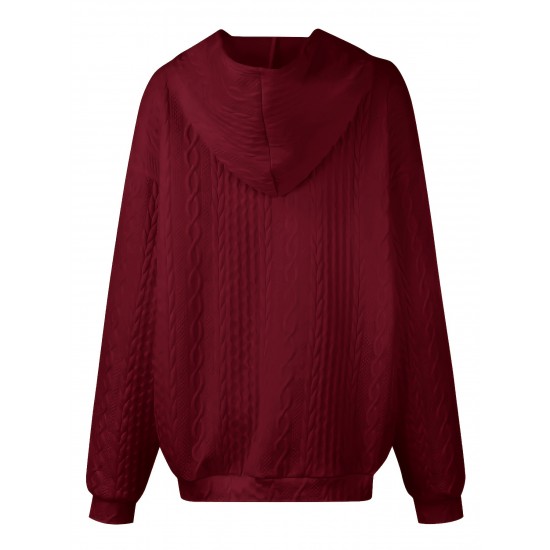 Plus Size Cozy Sweatshirt - Ultra-Comfortable Long Sleeve Henley Hooded Design with Premium Solid Jacquard Fabric - Designed for Womens Plus Sizes Plus Size Cozy Sweatshirt - Ultra-Comfortable Long Sleeve Henley Hooded Design with Premium Solid Jacquard Fabric - Designed for Womens Plus Sizes